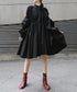 Gather Twist Balloon Shirt Dress